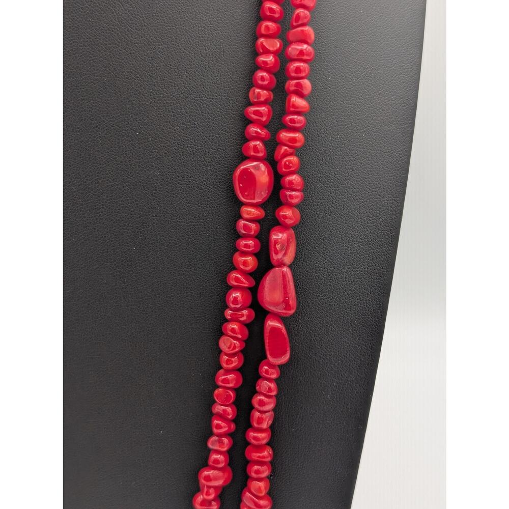 Vintage Long Red Coral Beaded  66" Over the Head Necklace 112.76g - Picture 4 of 8